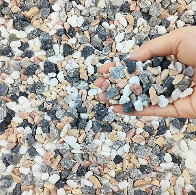10 lbs Pebbles for Landscaping, 3/8 Inch Pea Gravel. Decorative Stones Rocks for Succulent, Cactus, Vases, Terrarium, Aquarium, Potted Top Dressing and Outdoor Garden