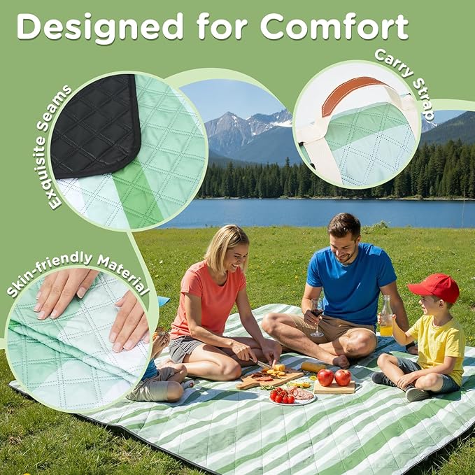 Waterproof Beach Blanket Picnic Outdoor Mat Extra Large Women Men Family Summer Vacation Essentials Lake Day Must Haves Travel Accessories Supplies Camp Gear Stuff Necessities Items Gadget Needs Gift