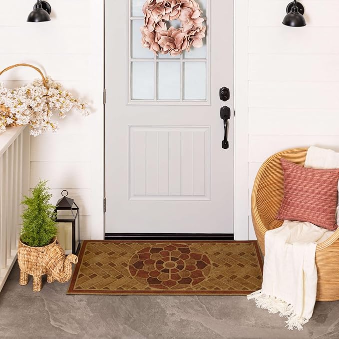 Mohawk Home Stoney Medallion Casual Ornamental Clay 2' X 4' Door Mat Perfect for Porch, Garage