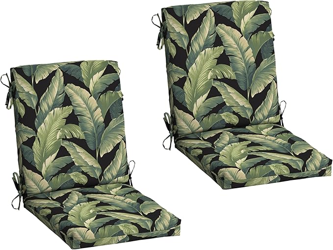 Arden Outdoor Patio Dining Chair Cushion, 20x44, Rain-Proof Seat Pad, Fade-Resistant Outdoor Cushion Onyx Cebu