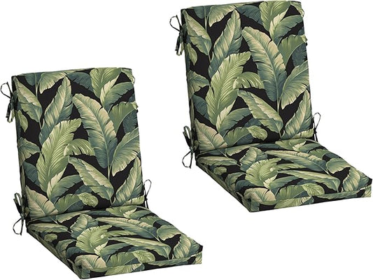 Arden 2-Pack Outdoor Patio Dining Chair Cushion, 20x44, Rain-Proof Seat Pad, Fade-Resistant Outdoor Cushion Onyx Cebu