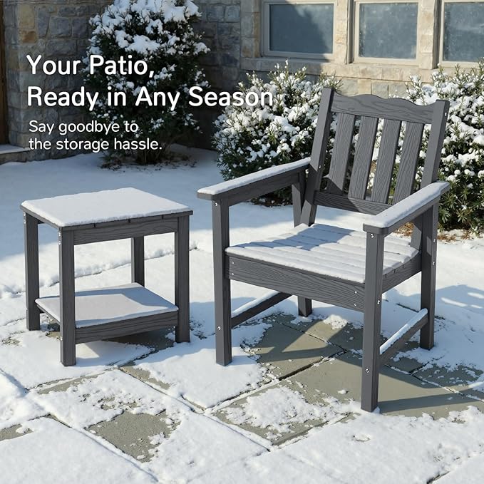 Stoog All-Weather Outdoor & Garden Chair, Patio Dining Chairs with 400 lbs Weight Capacity, Curveback Patio Chair for Backyard, Porch, Pool and Deck, Grey