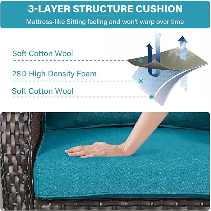 Outdoor Chair Cushions 4 Sets - 22*24" Patio Furniture Cushion with Removable Cover, 28D High Density Sponge Filling Outdoor Patio Cushion for Chair, Rocker, Sofa and Loveseat - Light Blue