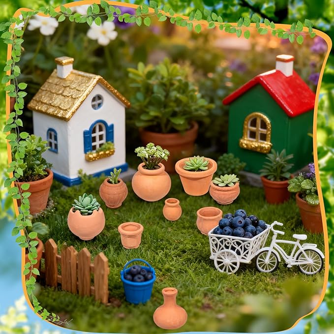 10 Pieces Mini Clay Pots Terracotta Clay Small Flower Mini House Flower Pot for Crafts DIY Garden Plants and Office Desktop