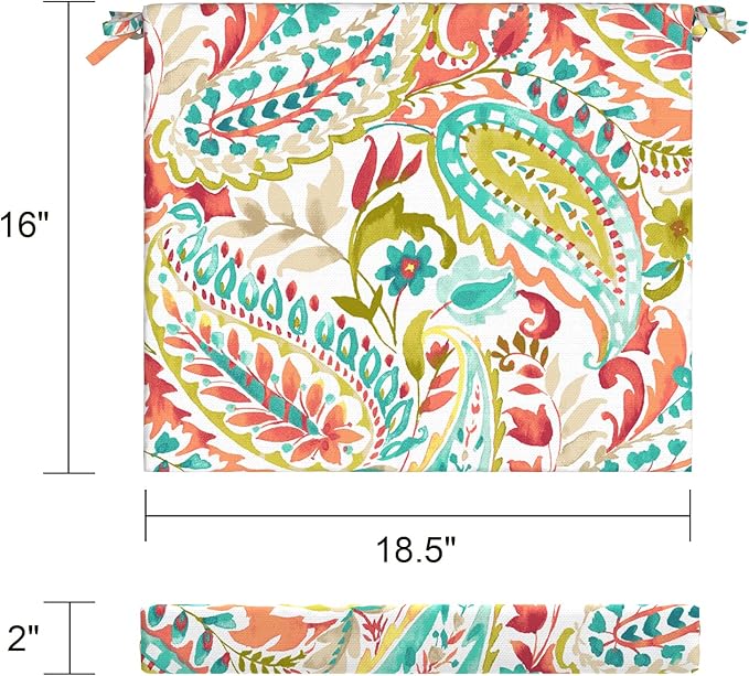 LVTXIII Outdoor Seat Cushions Set of 4 Square Corner Chair Cushions with Ties, Patio Chair Pads for Home Office and Patio Garden Furniture Decoration 18.5"x16"x2", Pretty Paisley