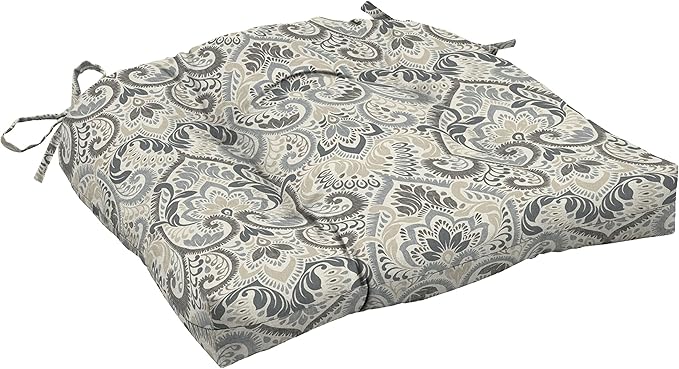 Arden Indoor/Outdoor Rocking Chair Or Wicker Chair Cushion, 20 x 18, Water Repellent, Rain Proof, Fade Resistant Cushion for Rocking Or Rounded Back Chair Neutral Aurora Damask