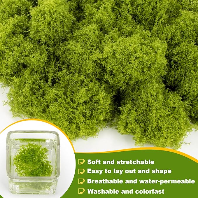 Fake Green Moss - MAQIHAN Artificial Moss for Plants Indoor Faux Grass for Planters Fake Grass Decor for DIY Decorating Craft Art Potted Wedding Accessories Fairy Garden Accessories (3.53 OZ)