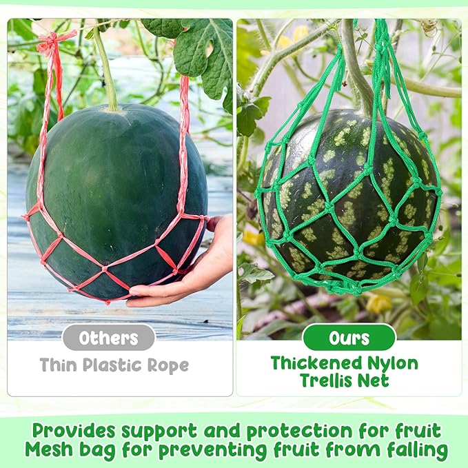 Nuenen 12 Pcs Watermelon Net Melon Hammock Melon Cradle Plant and Garden Supports Pumpkin Support Hanging Bag Protects Watermelons, Honeydew, Squash, Cantaloupes (Green)