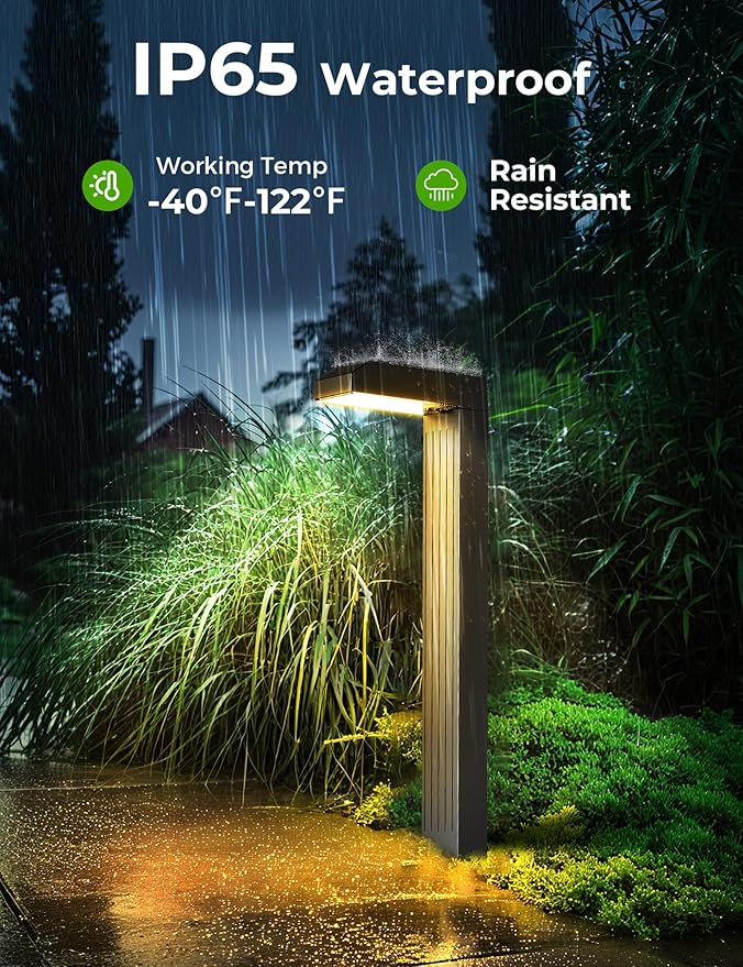 Solar Pathway Lights Outdoor 6 Pack, 3 Color in 1 Bright Landscape Lighting with Cool/Warm/Daylight White Modes, Auto On/Off, IP65 Waterproof for Yard Garden Patio Walkway Sidewalk Lawn Decor