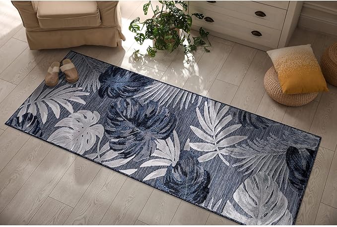 CAMILSON Runner Outdoor Rugs Oriental Retro Traditional Floral Medallion Area Rug 2x7 Non-Shedding Stain Resistant Indoor Carpet for Bathroom Hallway Kitchen Office (2 x 7 / Navy Blue)