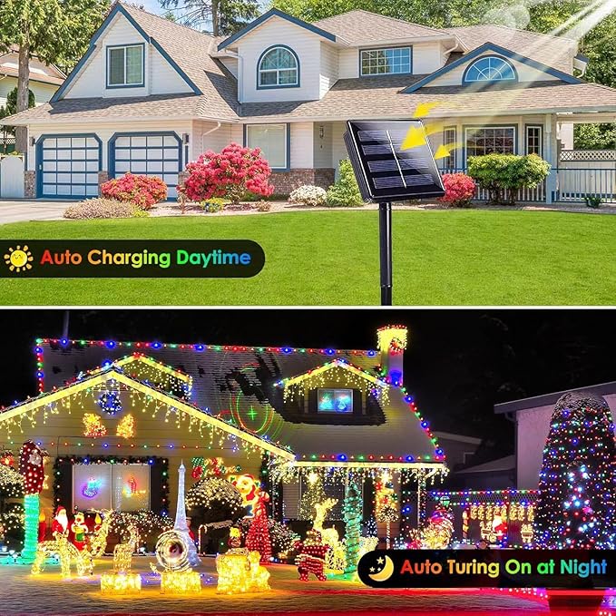 Extra-Long Solar String Lights Outdoor, 4-Pack 400 LED Solar Fairy Lights for Outside Waterproof, Copper Wire 8 Modes Solar Powered Twinkle Lights for Tree Garden Party Xmas Wedding Decor(Multicolor)