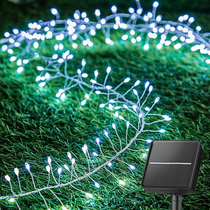 Brightown Solar String Lights for Outside, 19.6Ft 240 LED Solar Fairy Lights for Outdoor Waterproof with 8 Modes for Patio Party Garden Yard Home, Pure White