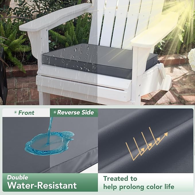 Outdoor Chair Cushions Set of 2: Waterproof & Fade Resistant Deep Seat Cushion for Patio Furniture - 24 x 24 Inch Chair Pads with Ties and Hidden Zipper - Patio Chair Cushion Replacement, Dark Grey