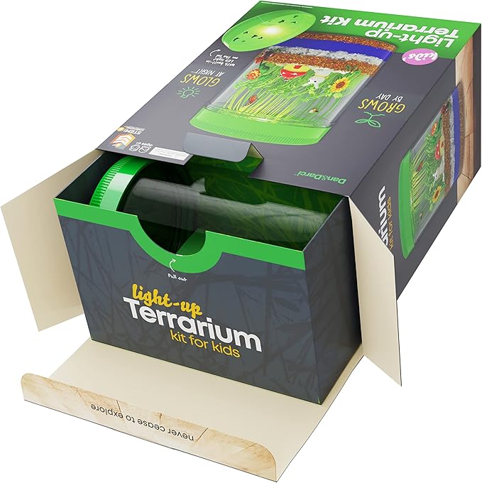 Dan&Darci Light-Up Terrarium Kit for Kids - STEM Science Kit - Educational DIY Toy for Boys & Girls - Birthday Easter Gift - Craft Project Idea for Ages 6 7 8 9 10 11 12 Year Old