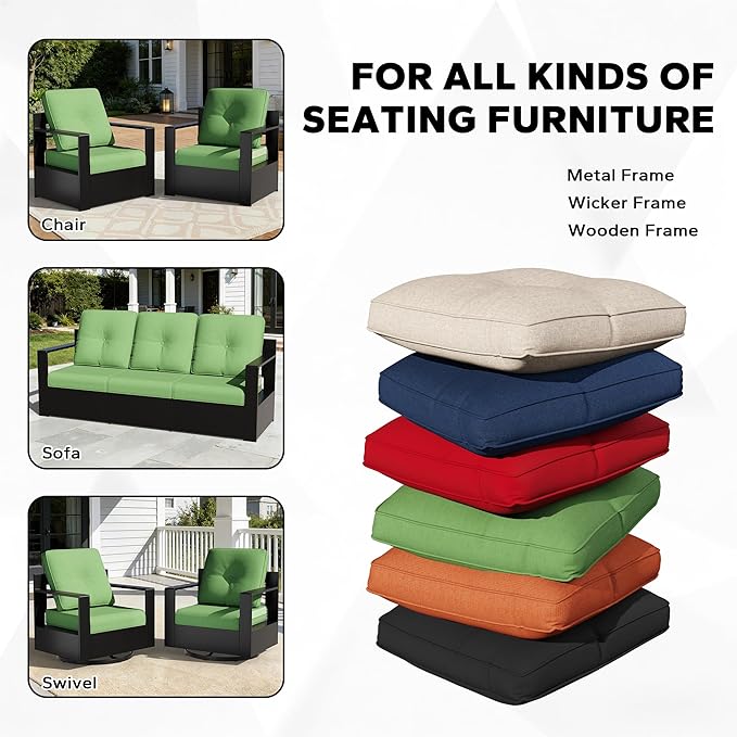 Joyside Outdoor Chair Cushions Set, 22x25/22x24 Inch Patio Furniture Deep Seat Cushions, Water Resistant & Thick Cushion, Outdoor Replacement Cushions for Seat and Sofa