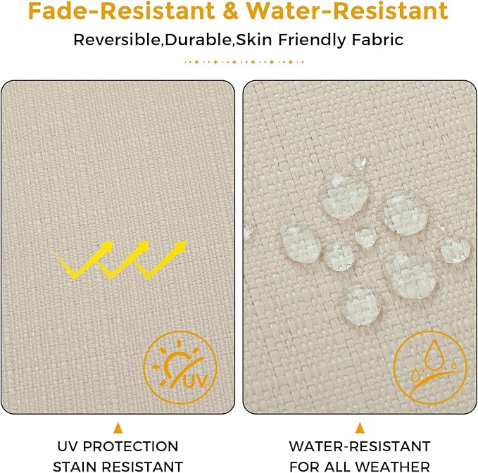 Outdoor Chair Cushions Set of 2,Patio Seat Cushion 17"x16"x2",U-Shaped Dining Chair Cushion 17 by 16 Inch,Water Resistant,Fade-Resistant Chair Pads for Kitchen Garden Furniture(Antique Beige)