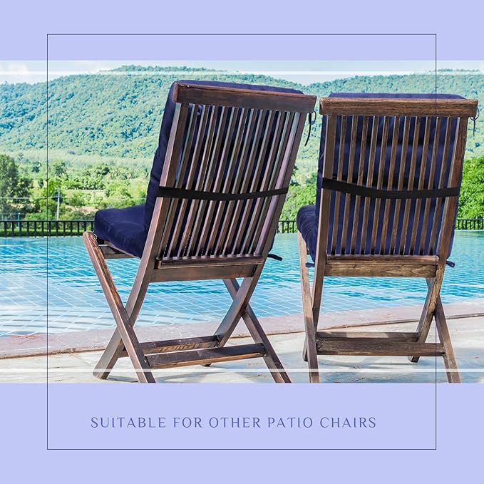 Hoteam 6 Set Patio Chair Cushions Outdoor High Chair Cushion 20 x 40 Inch Waterproof Patio Seat Rocking Indoor Thickened Pad(Solid Color Style,Navy Blue)