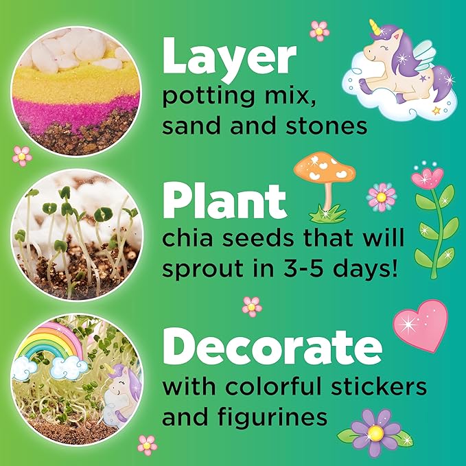 Creativity for Kids Plant and Grow Unicorn Forest: Terrarium Kit for Kids, Unicorn Toys and STEM Kits, Easter Basket Stuffers & Arts and Crafts for Girls (Ages 6+)