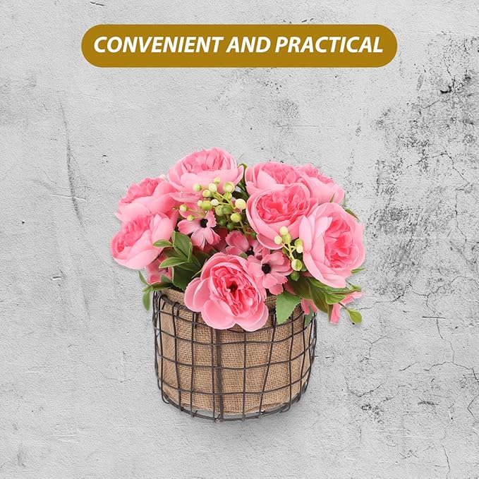 BESPORTBLE Vintage Iron Wire Half Round Hanging Basket with Breathable Linen Liner for Indoor and Outdoor Plants Decorative Wall-Mounted Organizer for Garden Balcony and Home Storage