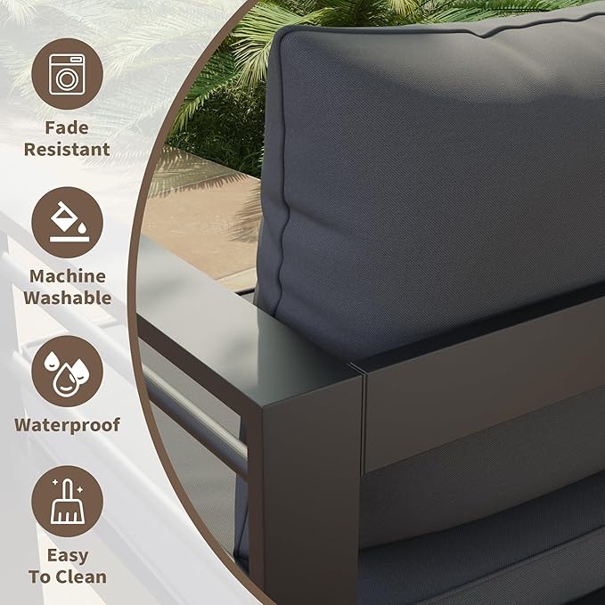 Amopatio Outdoor Chair Cushions 22.5"× 20.3" × 4", Set of 4 with Removable Cover, Waterproof & Fade Resistant seat Cushions for Patio Furniture, Grey