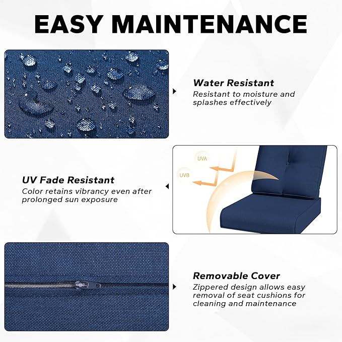 Joyside Outdoor Chair Cushions Set, 22x25/22x24 Inch Patio Furniture Deep Seat Cushions, Water Resistant & Thick Cushion, Outdoor Replacement Cushions for Seat and Sofa