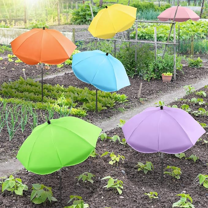 6 Pack Plant Umbrellas for Outdoor Plants - 40" Height Plant Shades for Outdoor Plants with Adjustable Angel, 26" Wide Garden Sun Umbrella Shade Cover for Potted Plant, Garden Beds, Vegetable, Flower