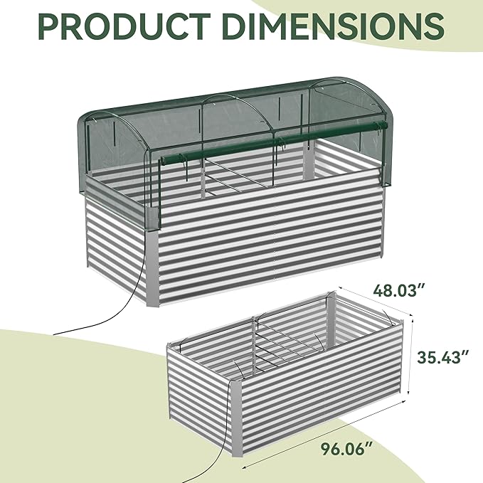 8x4x3 ft Tall Galvanized Raised Garden Bed with Self-Watering System, Elevated Planter Boxes Outdoor with Mesh Cover, Rectangular Deep Raised Beds for Gardening,Vegetables,Flower, Backyard, Patio