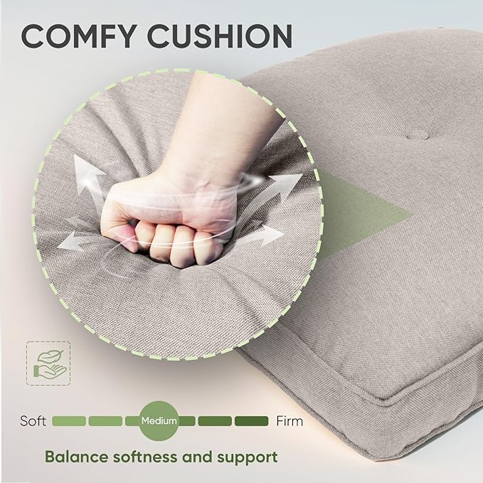 Outdoor Chair Cushion Set of 2, Waterproof Outdoor Seat Cushions 25x22 , Patio Chair Cushions for Outdoor Furniture, Replacement Couch Loveseat Cushion, Include 2 Back & 2 Seat Cushions, Button/Beige