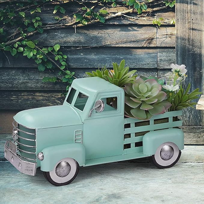Vintage Metal Truck Planter,Farmhouse Truck Decor,DIY Home Decor & Seasonal Decor,Blue