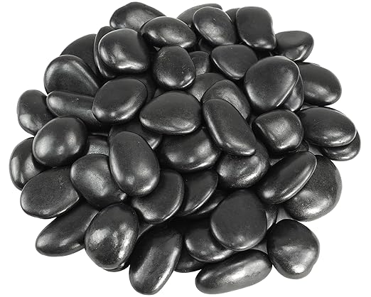 Large Pebbles for Indoor Plants, 10lbs Black Pebbles 2-3 Inch Decorative River Rocks for Planters, High Polished Stones for Vase Filler Fish Tank Landscaping Garden