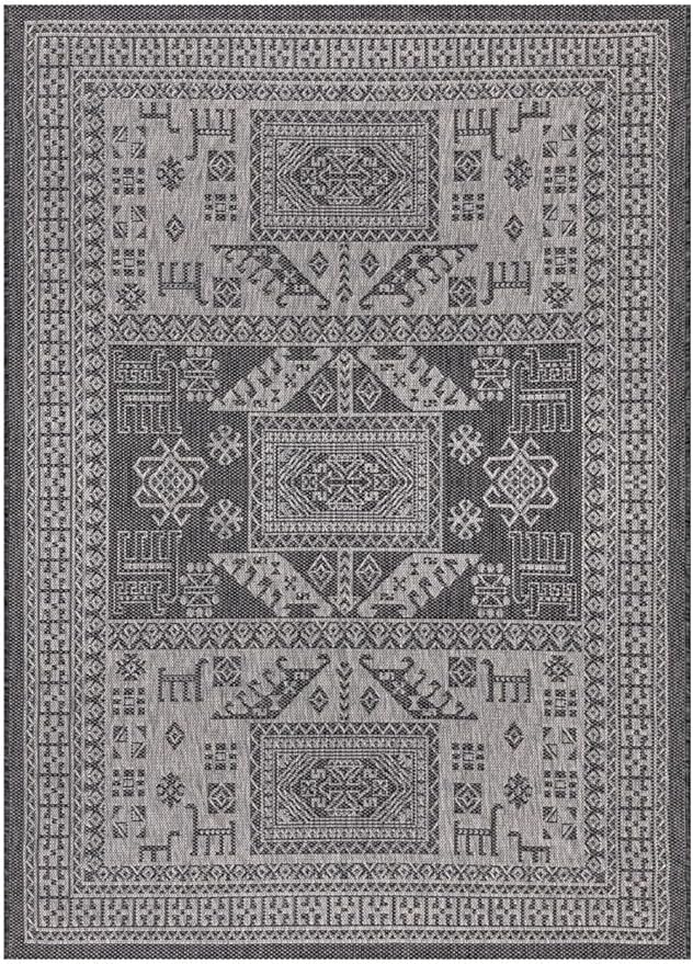 Keen Home Design Terrace Outdoor Throw Rug - 36"x60" Washable Indoor/Outdoor Rug for Patio, Kitchen, Balcony, Beach, Garden, Deck and Porch, Size: 3' x 5', Force Black