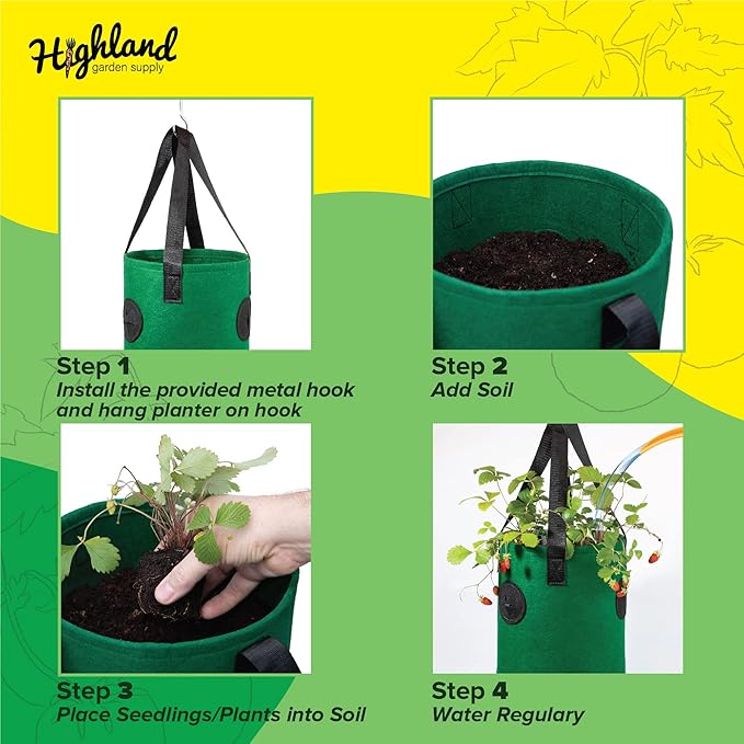 Hanging Strawberry Planter Outdoor Upside Down Tomato Planter Indoor Strawberry Hanging Grow Kit Tomatoes Vertical Design Plant Hanger with Holes Hook Included