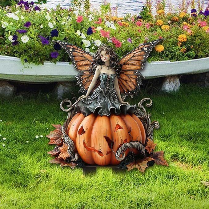 Bohemian Fairy Flower Pot Decor - Planter Pots Decor for Home or Garden (Pumpkin Elf-4)