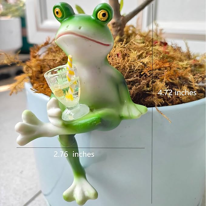 Adorable Miniature Frog Figurines - Perfect Plant Decorations for pots, Frog Garden Decor/Funny Frog Figurines for Stunning Plant and Home Decor