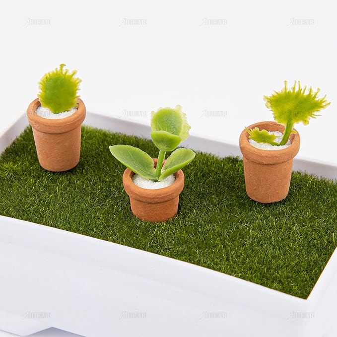 AUEAR, 8 Pack Fairy Garden Mini Clay Pots Ceramic Pottery Planter Cactus Flower Succulent Pot for 1:12 Scale