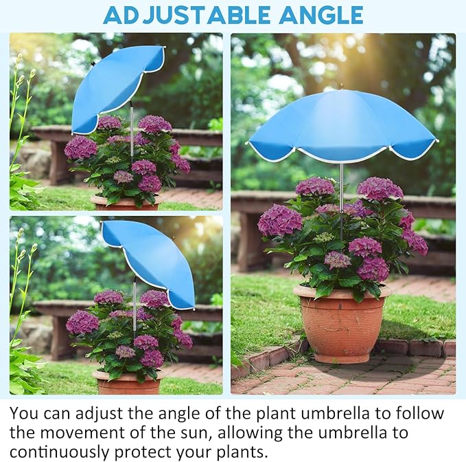 23.6" Adjustable Garden Umbrella Shade for Outdoor Use, Potted Greenery & Garden Beds – Angle-Adjustable Sun Protection
