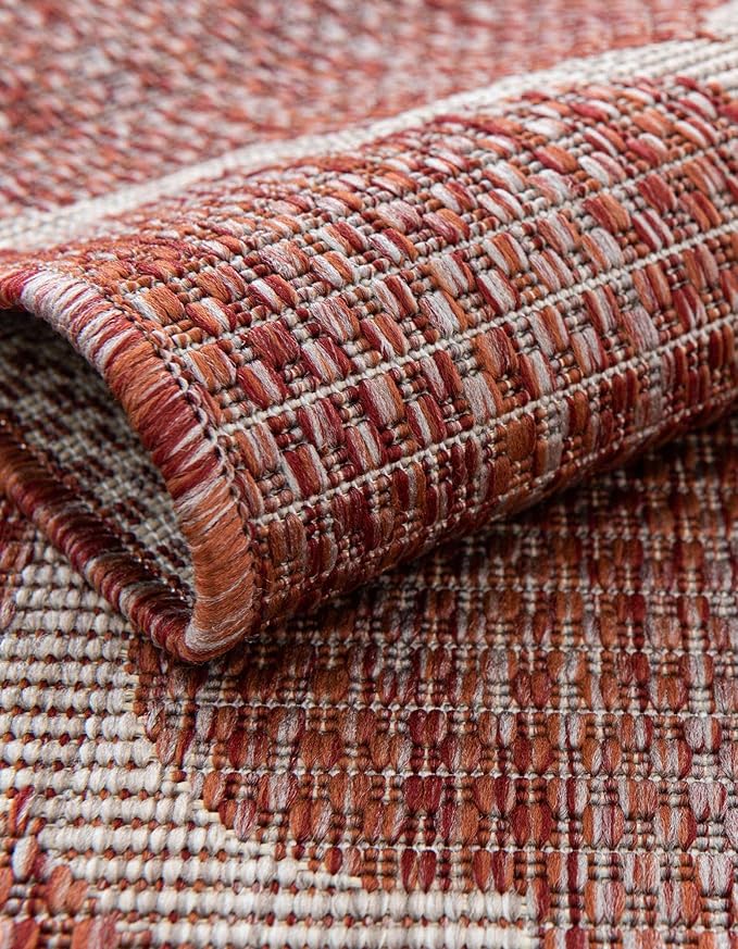 Unique Loom Outdoor Trellis Collection Area Rug (3' 1" x 6' 1" Hearth Rust Red/Ivory)