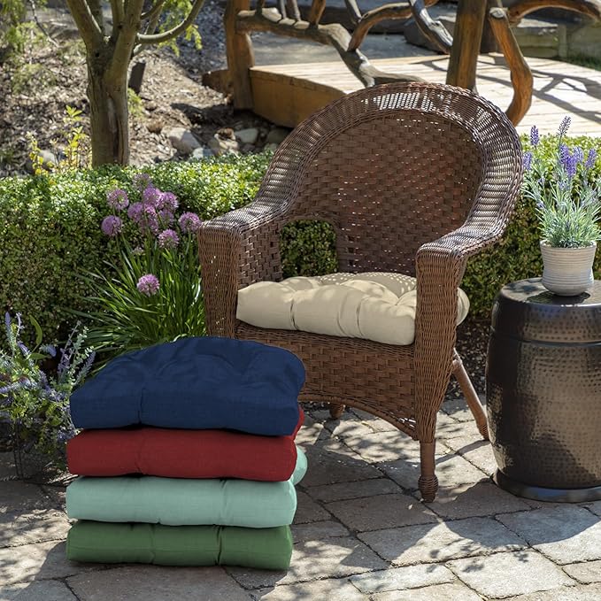 Arden Indoor/Outdoor Rocking Chair Or Wicker Chair Cushion, 2-Pack, 20 x 18, Water Repellent, Rain Proof, Fade Resistant Cushion for Rocking Or Rounded Back Chair Tan Leala