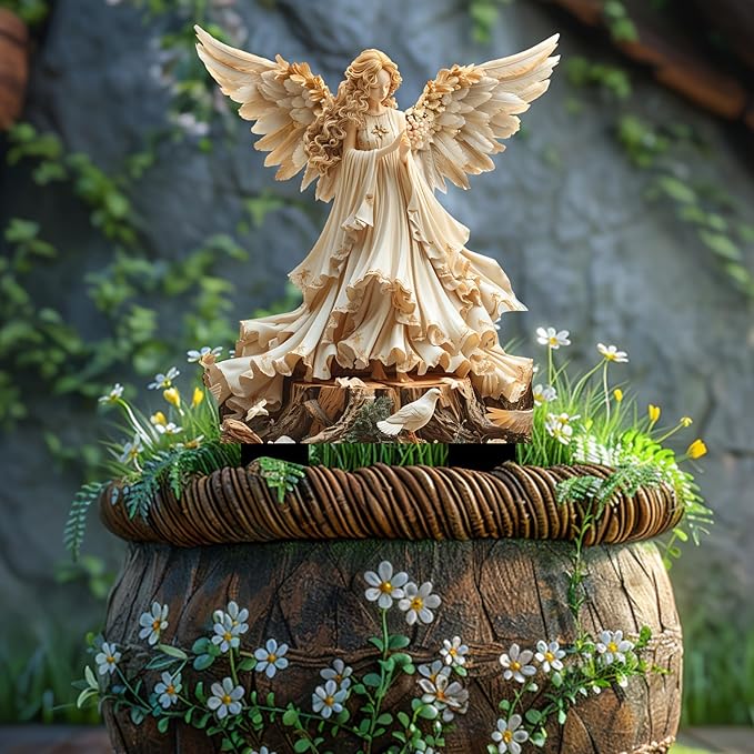 Bohemian Fairy Flower Pot Decoration, Planter Pots Decor, Garden Accessories for Home or Garden (White Dove Elf)