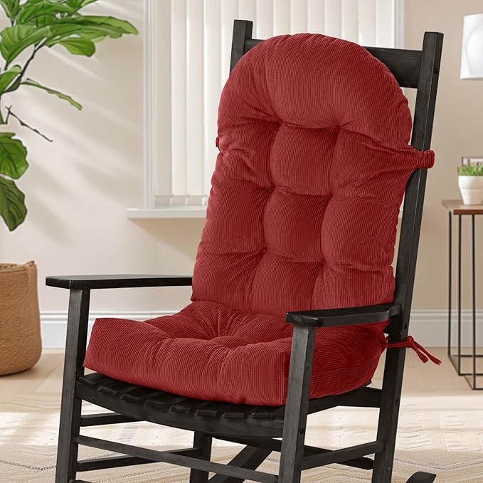 mudilun Adirondack Chair Cushions Non-Slip Indoor Rocking Chair Cushion with Straps Tufted Adirondack Chair Pads for Bedroom Living Room Porch Rocker