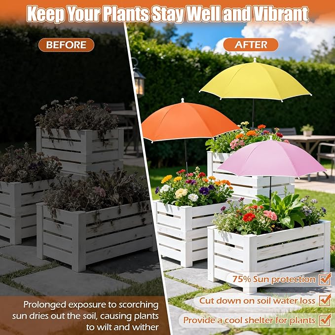 Plant Umbrellas for Outdoor Plants, Garden Umbrella Shade for Potted Plants and Garden Beds, Provide Shade to ‌Defend Plants From Blazing Sun