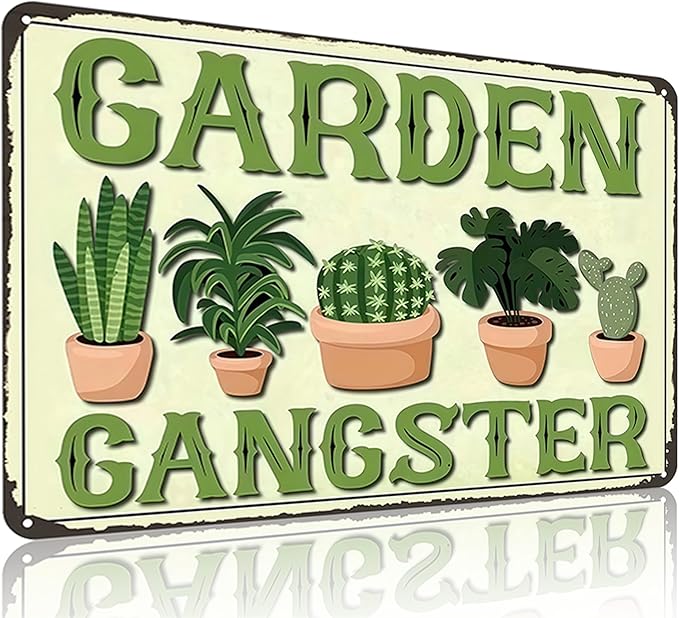 Funnysign Gardening Gifts Garden Ganster Vintage Gardening Tin Sign for Home Garden Patio Greenhouse Yard Decor 8 X 12 Inch (3826)