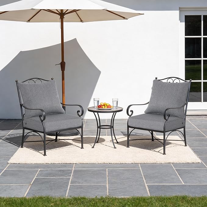 22x24 inch Outdoor Deep Seat Patio Cushions Set of 2,Water-Resistant Deep Seat Bottom Resilient Foam Filling with YKK Hidden Zipper for Patio Furniture,Gray