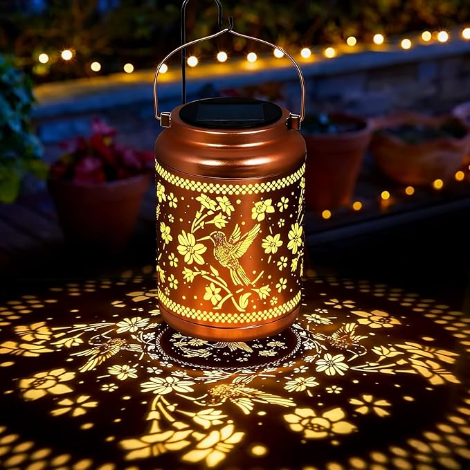 Gifts for Women Mom, Solar Lanterns Outdoor Garden Hummingbird Solar Lights Waterproof Decorative Gifts Hanging Lights Gardening Gift for Outside for Yard, Patio, Backyard, Farm