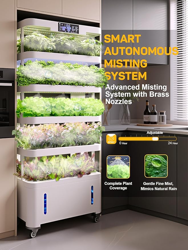 Large Hydroponics Growing System, 148-Pod Vertical Indoor Garden, Hydroponic Tower with Full-Spectrum Grow Lights, Ultra-Quiet Pump, Dual Water Tanks, 30-Day Self-Managed for Home & Commercial