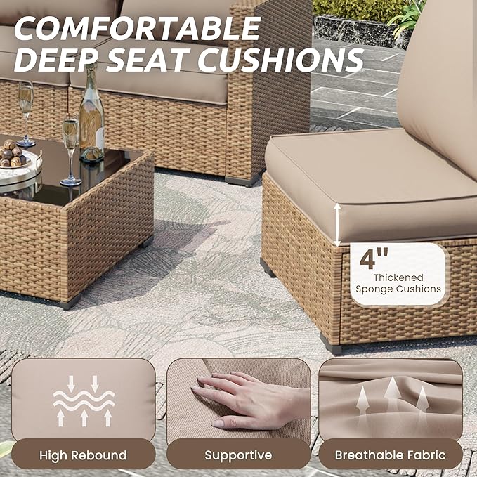 Amopatio Outdoor Chair Cushions 22.5"× 20.3" × 4", Set of 4 with Removable Cover, Waterproof & Fade Resistant seat Cushions for Patio Furniture, Beige