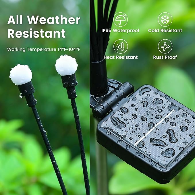 Solar Garden Lights Swaying, 60 LED Firefly Lights Outdoor Waterproof, Garden Decor Solar Lights Outdoor for Yard Porch Patio (6 Pack Multi-Colored)