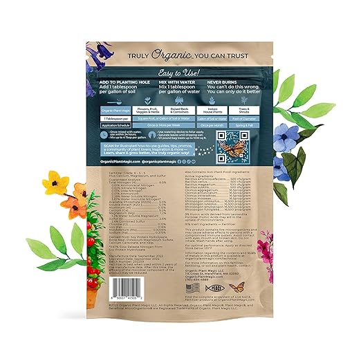 Organic Plant Magic - Fast-Acting Water Soluble Plant Food - All-Purpose Fertilizer Concentrate for Flower, Vegetable, Herb, Fruit Tree, Garden & Indoor Houseplants [One 1/2 lb Bag]