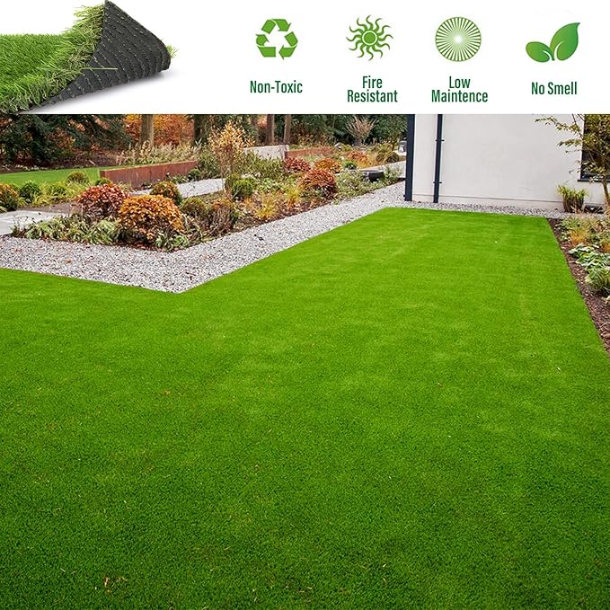 Artificial Grass Rug Outdoor Indoor 9FTX97FT Fake Grass Carpet Green Synthetic Grass Pet Turf Realistic Faux Grass Rug with Drain Holes for Garden Lawn Landscape Balcony Home Decor Patio