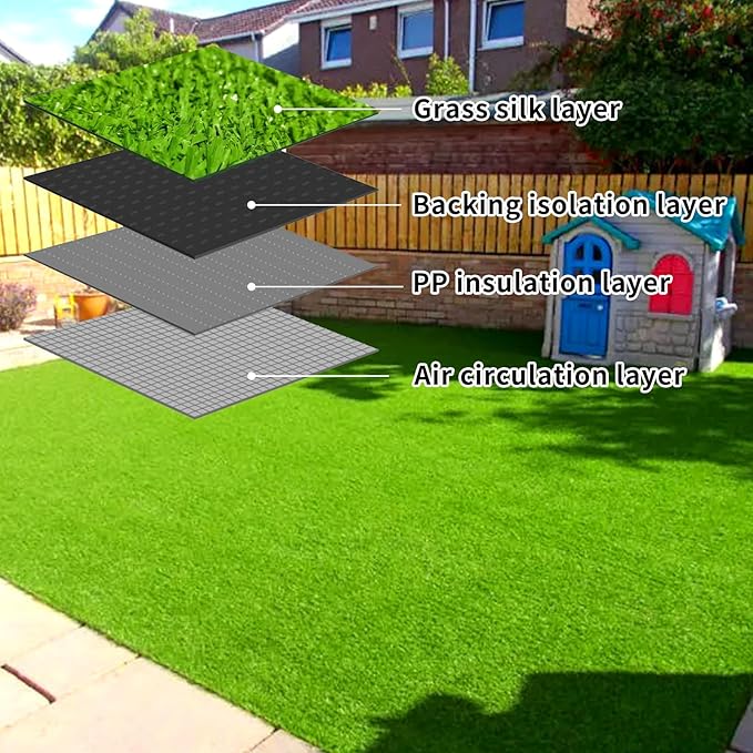 Realistic Pet Artificial Turf 3FT x 5FT (15 Square ft) Fake Grass Carpet Rug Mat Green Synthetic Grass Drainage Holes for Customizable Home Garden Backyard Patio Outdoor Lawn Landscape